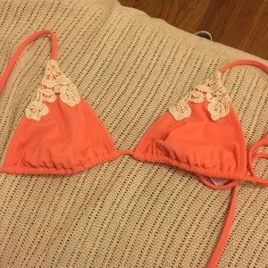 ASOS Coral Bikini Top with lace